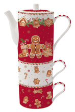 Načítať obrázok do zobrazovača galérie, Porcelánový set - čajník s dvomi šálkami - FANCY GINGERBREAT - 500 ml + 2 x 240 ml
