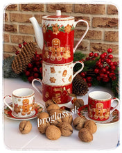 Načítať obrázok do zobrazovača galérie, Porcelánový set - čajník s dvomi šálkami - FANCY GINGERBREAT - 500 ml + 2 x 240 ml
