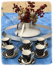 Načítať obrázok do zobrazovača galérie, Porcelánový set šálok s podšálkou ART DECO &amp; FLOWERS - 100 ml - 6 kusov
