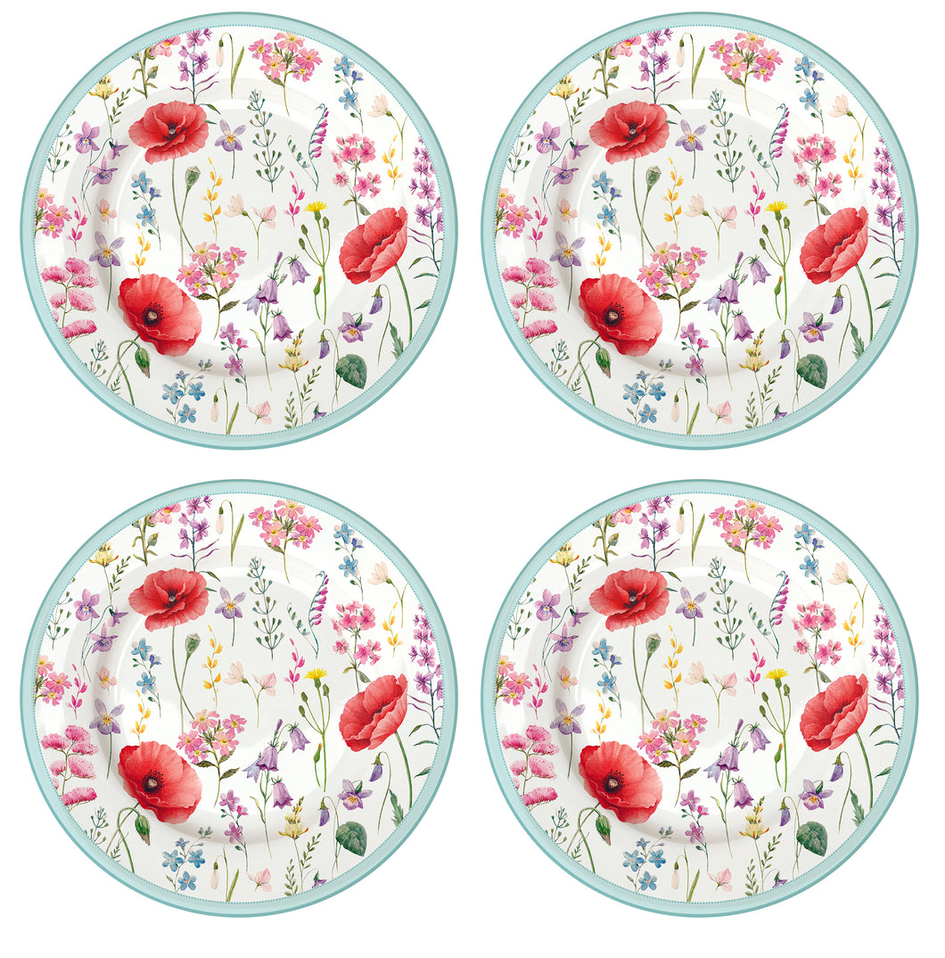 Porcelánový set dezertných tanierov LÉS COQUELICOTS - Ø 19 cm - 4 ks